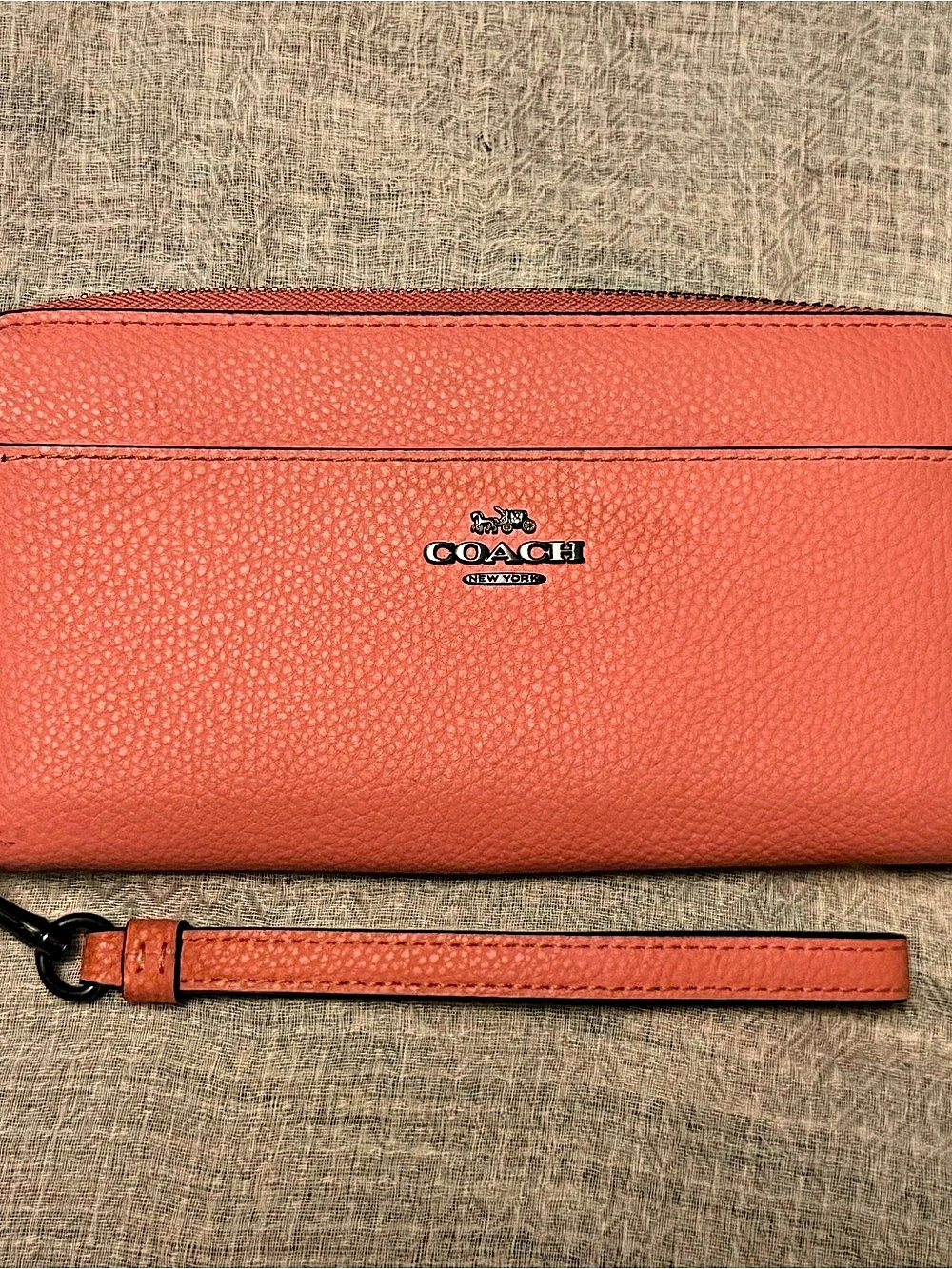 Coach Double Zip Wallet Wristlet in Orange